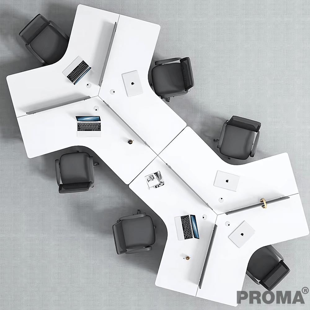 [Pre-order] โต๊ะทำงาน Proma-POD-05 สีขาว/ดำ แบบ 6 ที่นั่ง (ไม่มีตู้เอกสาร)